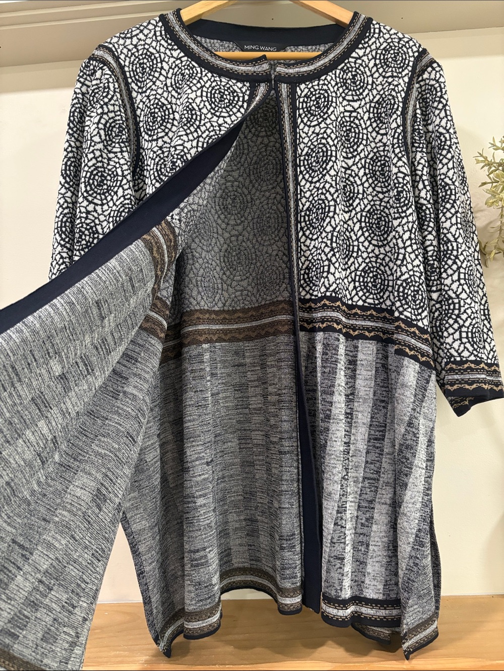 Ming Wang Multi Pattern Jacquard Knit Cardigan, Size 3X - Picture 8 of 14